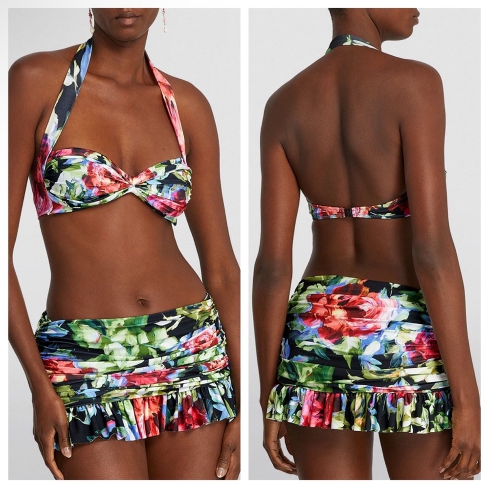 Norma Kamali Bill Bra in Rose Garden Print Swim Top